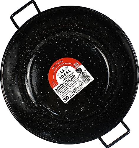 Sterling Ventures Enamel Kadai Wok Pan Non-Stick Karahi Kadhai Kadai with Handles Flat Bottom Deep Frying Cooking (30CM)
