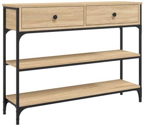 vidaXL Table Console, Table d'Entrée avec Rangement, Table de Couloir, Table d'Appoint Salon Salle de Séjour Maison Intérieur, Industriel, Chêne Sonoma Bois d'Ingénierie