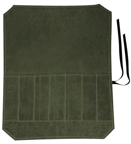 Coltello da cuoco con 7 slot, borsa arrotolabile, borsa portatile da cuoco, borsa per attrezzi multifunzionale, utensili da cucina, borsa per coltelli, verde, Coltello multiuso