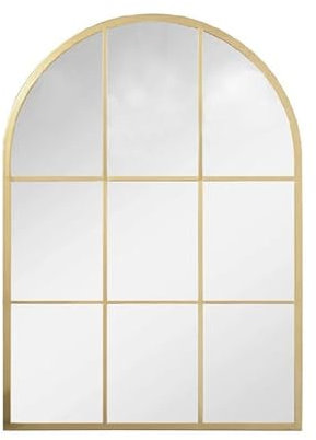 ROCKING GIFTS Miroir Mural en Forme de fenêtre, Dimensions 90x137cm, Couleur Or.