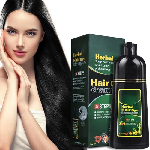 Shampoo colorante naturale per capelli alle erbe in 10 minuti, shampoo colorante per capelli neri, tintura per capelli multicolore per uomini e donne (Natural Black)