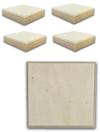 BUNBAN 4mm Pappelsperrholzplatten mit 45 Grad Gehrung | 5x5 cm | 24 Stück - Basteln Modellbau Architekturbedarf (24, 5x5 CM)