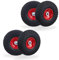 Relaxdays Ruota per Carriola 4.10/3.50-4, Set 4 Gomme Piene Antiforatura, Cerchi in Acciaio, Fino a 150 kg, Nero Rosso, Gomma