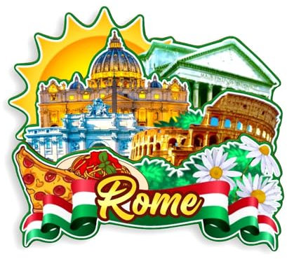 Quwsne Magnete da frigorifero Roma Italia magnete da frigorifero souvenir da viaggio in città regali turistici 3D classici punti di riferimento artigianali fatti a mano decorazione domestica -1254