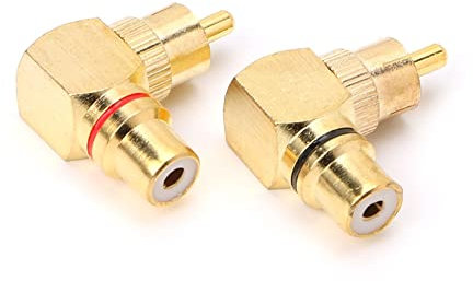 ZYuoo 90 Degree RCA Adapter 2-Pack, Gold-Plated Right Angle Connector Male to Female Audio Adapter