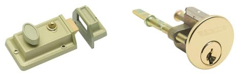 Sterling NLS601 Nls 601 Night Latch with Keys for Standard Door, Champagne & RCB100 Replacement 5 Pin Rim Cylinder Brass Plated