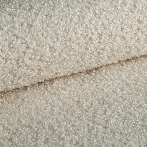 Heko Panels Bouclé Stoff Polsterstoff Boucle Möbelstoff Frottier-Velours Schwer Entflammbar Meterware Stoff Zum Nähen Für Deko Kissenbezüge Wohntextilien 500 x 142 cm Perlenfarbe Tena