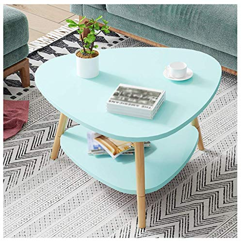 HIARAN Beistelltisch Dreieckiger Beistelltisch Couchtisch 2-lagiger Holz-Retro-Teetisch Wohnzimmerbalkon Kleines Apartment-Sofa 60X60X42cm Lucky Star