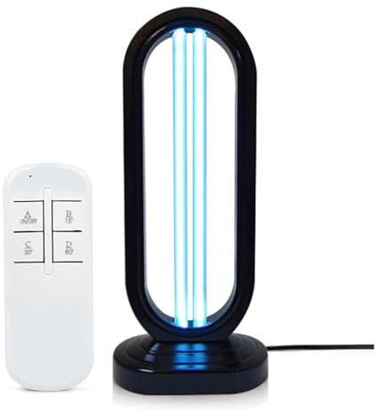 UVC Keimtötende Lampe,UV-Lichtlampe mit Ozongeneration, Desinfektionslampe, UV-Sterilisator Desinfektion Sterilisator, für Räume von 45,50 m², 38 W, 10.000 Stunden (Schwarz)