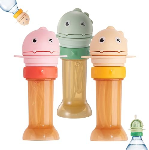 Nexoria Trinkflaschenadapter, 3 Stück Silikon-Wasserflaschenadapter mit Strohhalm Wiederverwendbarer Trinkflasche Deckel Trinkflaschenauslauf Adapter mit Strohhalm Flaschenaufsätze für Kinder