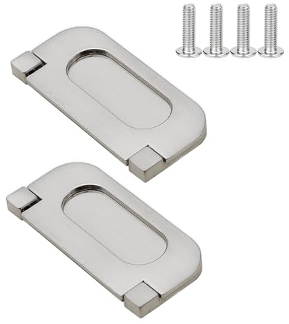 2 Pack Flush Pull Handle, Hidden Recessed Door Handle for Kitchen Cupboard Wardrobe Hatch Locker Sliding Doors (Silver, 74MM)