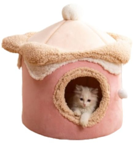 Cuccia per gatti, cuccia per gatti da interno, comoda cuccia per cani, comoda cuccia per cani da interno, graziosa casetta per gatti con gelato (rosa, M)