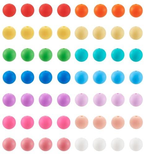 Spritewelry 140pcs 9mm Silicone Beads Colorful Round Silicone Focal Beads Rubber Ball Loose Spacer Bead for Pen Keychain Lanyard Jewelry Making