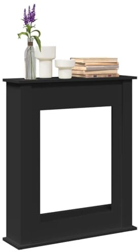 UJCHVHN Home Garden,Kaminumrandung schwarz 75x20x87,5cm Holzwerkstoff