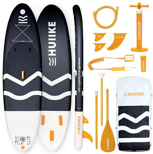 HUIIKE Stand Up Paddling Board 10' und bis zu 130 kg mit Zubehör Inklusive | Zum Kajak Umbaubar mit Paddel, Pumpe, Finnen und Leash. Paddle SUP Board Aufblasbar Hohe Stabilität und Widerstandsfähigkeit