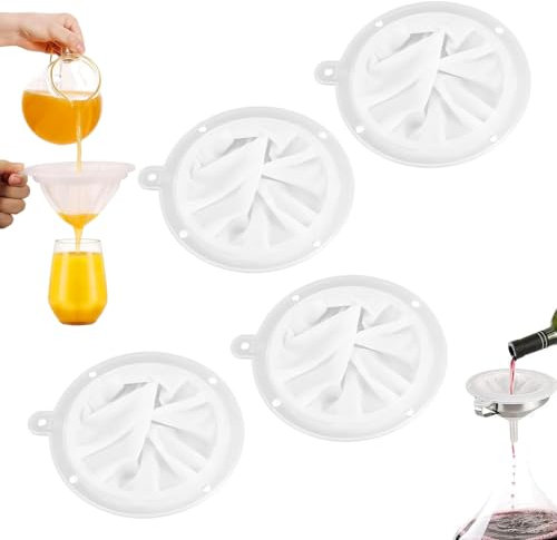 thirei Paquet de 4 Nylon Tamis Fin, Tamis de Cuisine en Maille 200/300/400/450, Passoire en Plastique à Mailles Fines, Tamis Fin Alimentaire pour Filtrer Le Lait, Les Jus, Le Vin, Le Lait de Soja