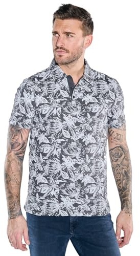 emilio adani Herren Herren Polo-Shirt Gemustert, Kieselgrau, 38685, Kieselgrau in Größe L