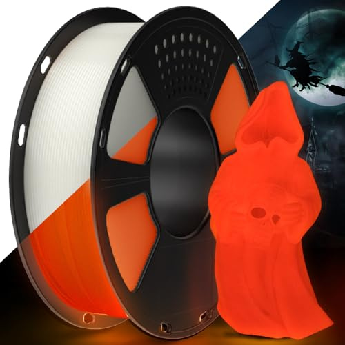 GEEETECH PLA Filament 1.75mm, Glows in the Dark Pla filament Orange-rot, 3D Drucker Filament 1kg Spool