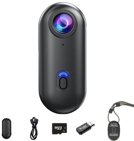 Visuscam - Mini 120° 4k Camera for Recording, Visus Cam, Pov Chest Trail Cameras, Thumb-Sized Body Cam, Sports and Activity Camera with Card Reader, for Vlog, Cycling, Travel (Black-1080p-a, 64G)