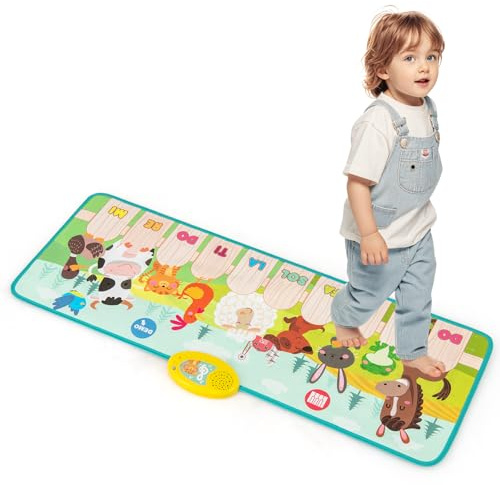 GOPLUS Musikmatte Kinder ab 1 Jahr, Klaviermatte mit 10 Tiergeräuschen, 10 Tasten & 10 Liedern, Baby Spielzeug ab 1 2 3 Jahre, Musikspielzeug Kleinkinder, Geburtstag Geschenke für Jungen & Mädchen