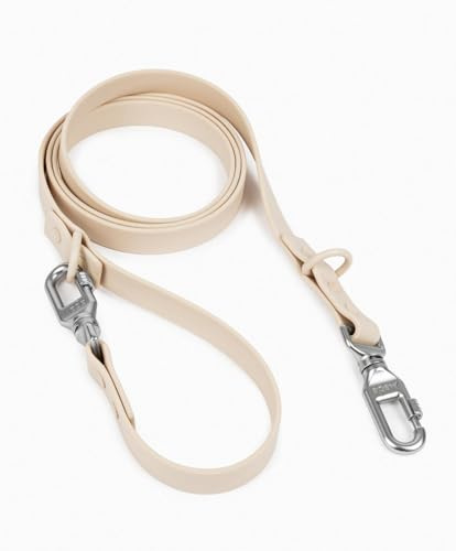 apaw® Hundeleine Ease, Biothane Leine für Hunde, Variable Längen von 100-190 cm, Soft-Touch, Wasser- und schmutzresistent, Gewebeband mit PVC-Beschichtung (Cream, L)