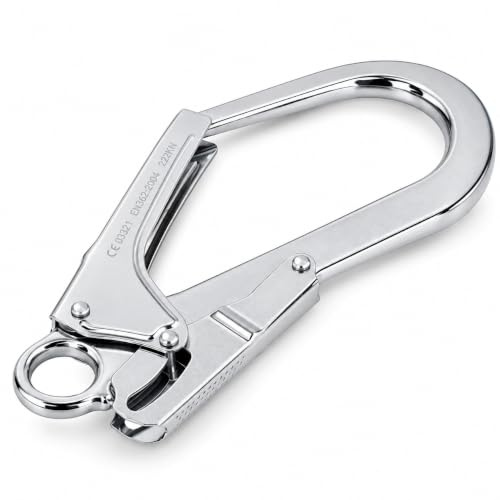 Culnflun Schwerlast Sicherheits Doppelverriegelnder Karabiner Schlüsselanhänger 22KN, Sicherheitsseil gegen Absturz Snap Hook aus Stahl, Lanyard Haken für Industrie und Bauarbeiten