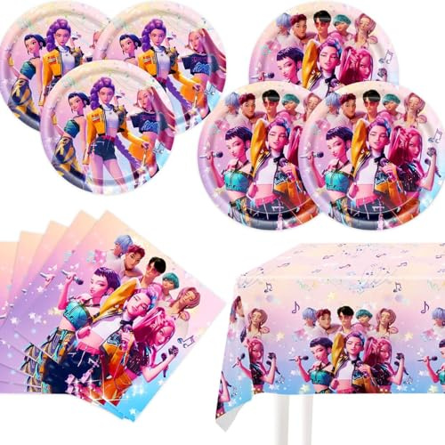 41 pcs Set de Vajilla para Fiesta de Cumpleaños, 20 Platos, 20 Servilletas y 1 Mantel, Decoración de Mesa para Fiestas Infantiles y Cumpleaños Temáticos
