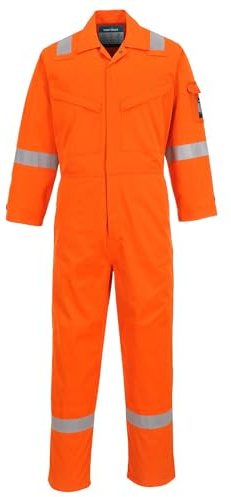 Portwest Araflame Silver Coverall, Size: 38, Colour: Orange, AF73ORR38