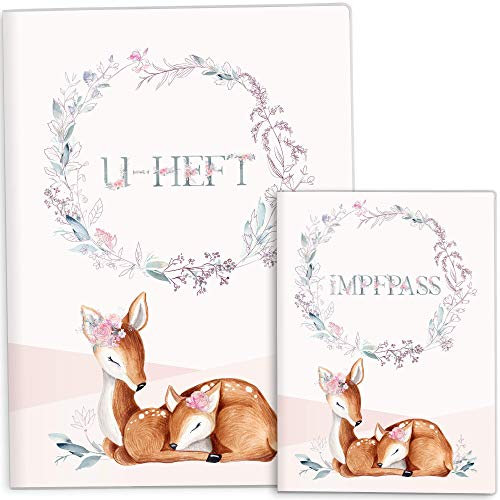 OLGS U-Heft- und Impfpass Hüllen Set Rehkitz Untersuchungsheft und Impfpass Hülle, schöne Geschenkidee für Kidner (Uhefthülle, Impfpasshülle ohne Personalisierung, Lusy)