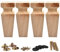 La Vane Möbelbeine aus Holz, 15 cm, 4 Stück, Massivholz, geschnitzte Geometrie, unlackiert, Ersatzfüße mit Montageplatte und Schrauben für Sofa, Schrank, Couch, Tisch, TV-Ständer
