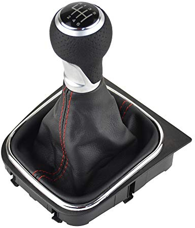 Malcayang Schaltknauf 6 Gang, Schalthebel für Volkswagen VW Golf 5 6 MK5 MK6 R32 GTD GTI 2004–2009 Scirocco Octavia, Schaltknauf + Schaltmanschette, Schwarz