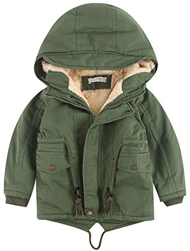 amropi Niños Chico con Capucha Anorak Invierno Chaqueta Forro polar Cálido Abrigos (Verde,3-4 años)