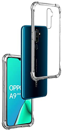 REY - Funda Anti-Shock Gel Transparente para OPPO A9 2020 - A5 2020, Ultra Fina 0,33mm, Esquinas Reforzadas, Silicona TPU de Alta Resistencia y Flexibilidad