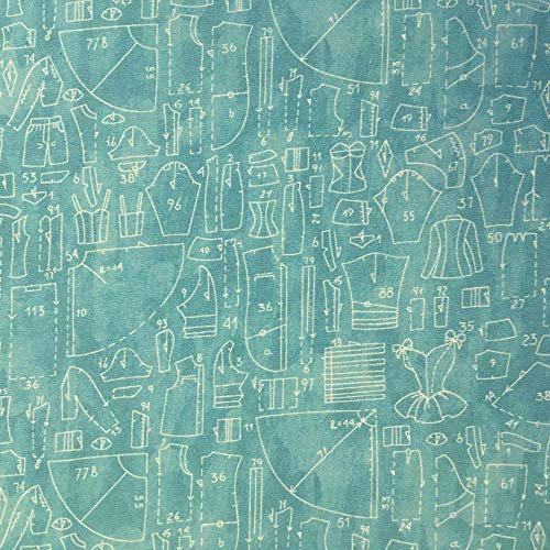 Kt KILOtela - Patchworkstoff - Baumwollstoff - 150 Breite - Meterware ab 0,5 m - Preis gilt für 50 cm | Schnittmuster - Blau