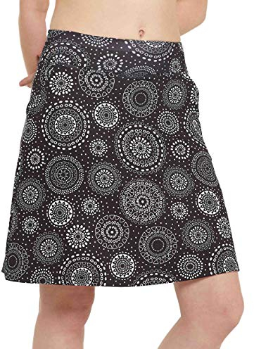 Westkun Knielang Hosenrock Damen Wanderrock Sportrock mit Innenhose und Tasche Skort Golfrock Laufen Röcke Sunflower M