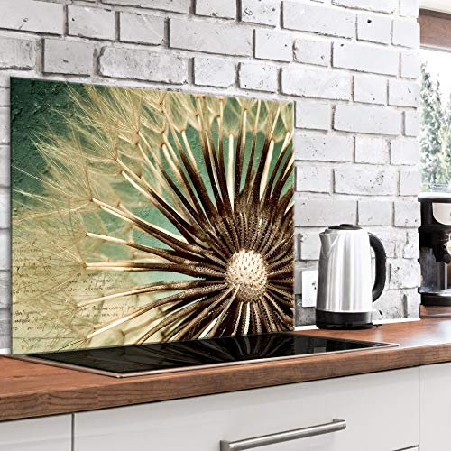 murando Glass Splashback for Kitchen Backsplash Cooker Protector Tempered Glass Decorative Wall Art Panel Heat Resistant Graphic 80x60 cm / 32x24 Dandelion Nature b-B-0461-aq-e