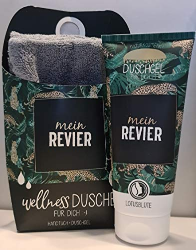 LaVida Relax-Geschenk-Set, Wellness Dusche,MEIN REVIER, Duschgel- zertifizierte Naturkosmetik mit einem Handtuch aus Bio-Baumwolle