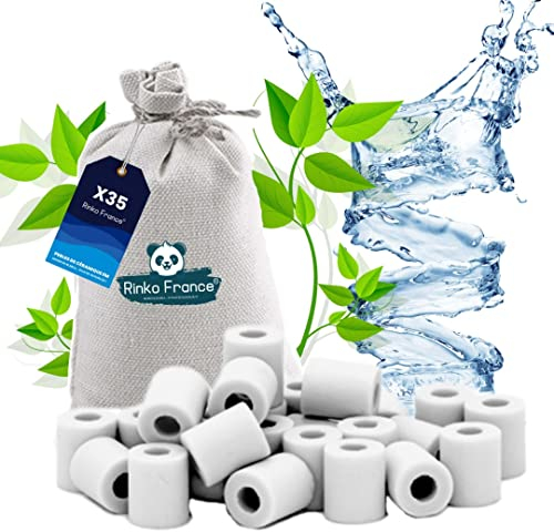 Rinko France - 35 perle di ceramica con scatola ecologica e pinza in bambù in omaggio, purificatore naturale per l’ acqua del rubinetto, filtraggio dell’acqua, per la caraffa del bollitore