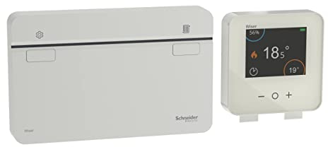 Schneider Electric - Wiser Connected Heating Kit for Boiler/Heat Pump - Gateway Boiler + Thermostat - CCTFR6901