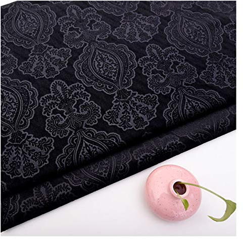 NAKAN Blumenmuster Samtstoff Meterware 145 cm Breit Blumen Dekorativen Samtstoff Möbelstoff, Polsterstoff für Polsterung, DIY Handwerk, Vorhang, Wohnkultur(Color:Schwarz)