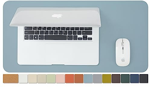 Kompakte Kork Schreibtischunterlage - Kleine doppelseitige Schreibtischauflage für Büro und Zuhause - Als große Mausunterlage und kleine Schreibtischmatten auf Schreibtischen（Hellblau、60cmx30cm）