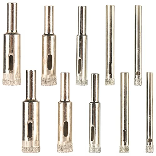 Mesee 10Pcs Trou Scie Cloche Forets avec Revêtement Diamant, Trépan Foret Diamanté M5-M12 Coupeur de Forage Trou Professionnel pour Verre, Porcelaine, Marbre, Céramique, Carrelage, Carreaux Vitrifiés