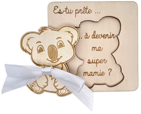 Ernestine - Carte annonce mamie pour grossesse - cadeau naissance original - annonce bébé grands parents originale - idée carte annonce grossesse surprise - carte en bois annonce bébé grand mère