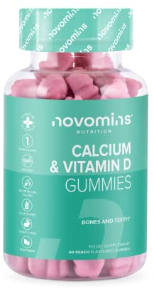 Calcium Gummies - 1 Month Supply - Vegetarian Formula with 400mg Calcium, Vitamin D3 K2 (MK7) - Healthy Muscles and Bones - Alternative to Tablets & Vitamin D Tablets - Novomins