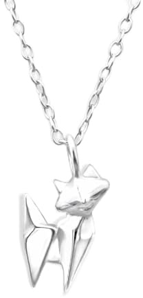 Monkimau Halskette Damen mit Origami Katzen Anhänger aus 925 Sterling Silber Cat Necklace Silver Women Charm Kette Schmuck Geschenke für Kinder Mädchen Frauen