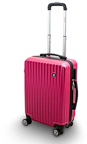 Lacestone Barut Trolley Hartschalen Handgepäck Reisekoffer Koffer Hartschalenkoffer Hardcase Größe M - Modell General (Pink)