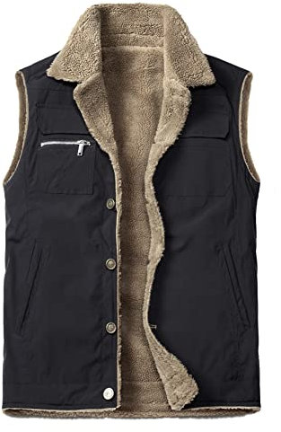Oralidera Gilet in Pile Uomo Senza Maniche con Collo Alto Invernale Gilet da Trekking e Attività All’aperto da Uomo Giacca Senza Maniche da Esterno con Tasca, Nero, L