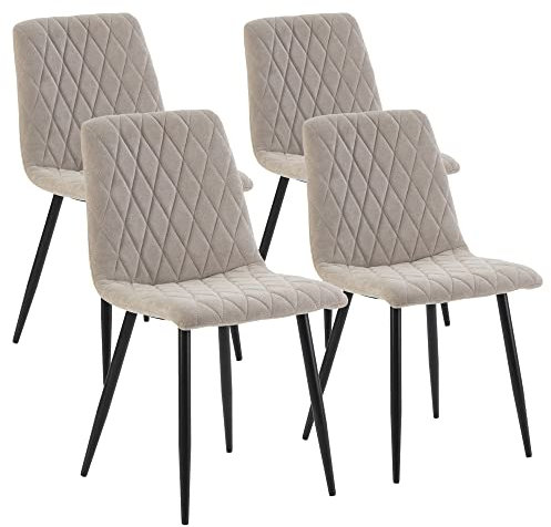 HOMN LIVING Set mit 4 Esszimmerstühlen, gepolstert, SGS-zertifiziert, 45 cm (B) x 56 cm (T) x 84 cm (H)