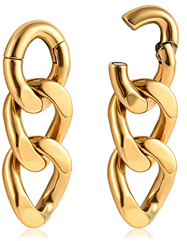 Vankula Ohr Tunnel Gewichte Flesh Ear Weights Kette Edelstahl für männer damen Ohrpiercing Gestreckte Schmuck 6mm Gold-3