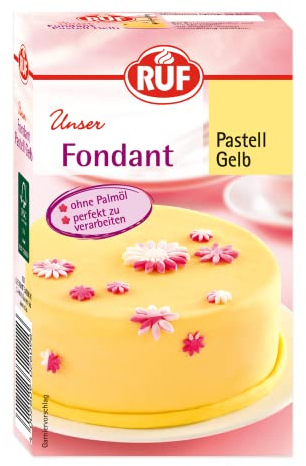 RUF Fondant Gelb, zum Formen von Figuren, Blumen und Buchstaben geeignet, Modellierfondant, Rollfondant, ohne Palmöl, glutenfrei & vegan, 250g